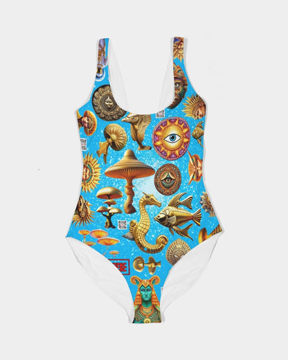 Eye and Face Abstrak Women's All-Over Print One-Piece Swimsuit