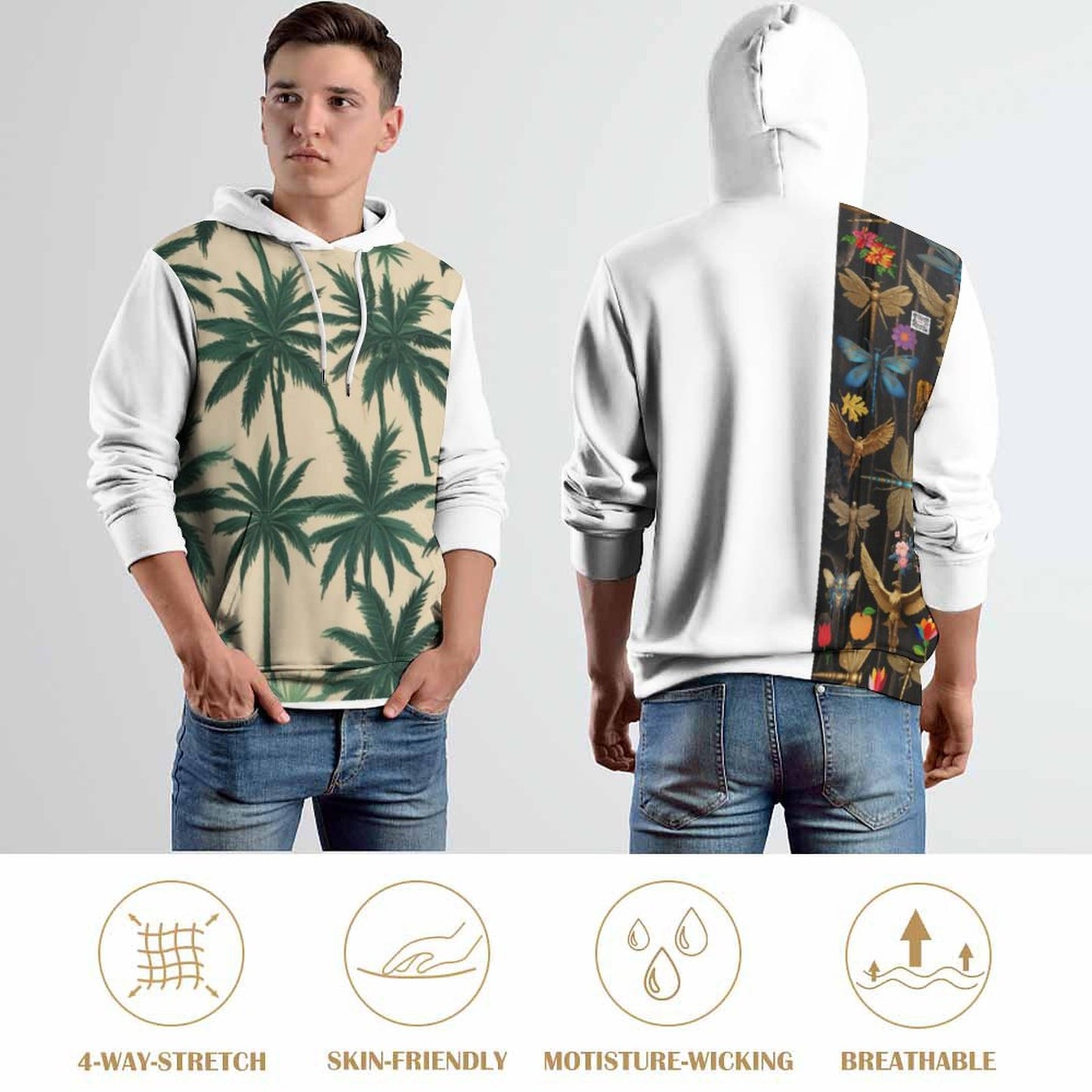 230gsm Men's Cool Hoodie with Double-layer Cap (All-Over Printing)