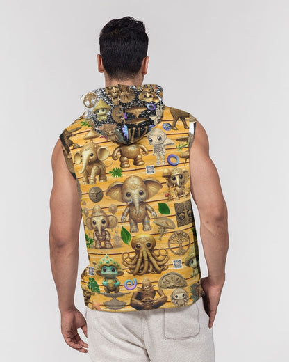 Elephant Collection Men's All-Over Print Heavyweight Sleeveless Hoodie