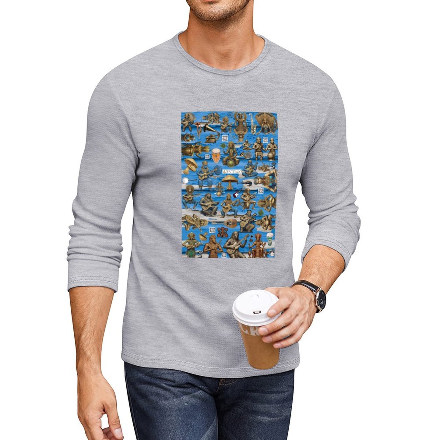 DTG 180gsm Men's Crewneck Long Sleeve T-shirt (Front Printing)