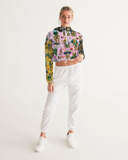 IMG_3100 Women's All-Over Print Cropped Windbreaker