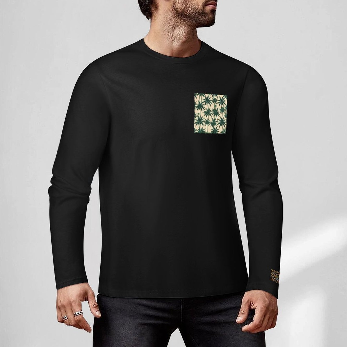 DTF 160gsm Cotton Men's Long Sleeve T-shirt (Front+Sleeve Printing)