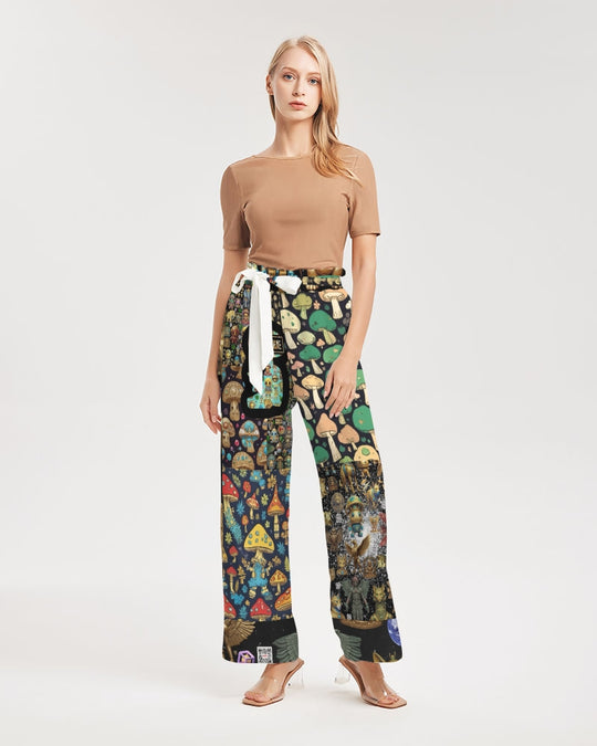 Alien Trendy Abstrak Collection Women's All-Over Print High-Rise Wide Leg Pants