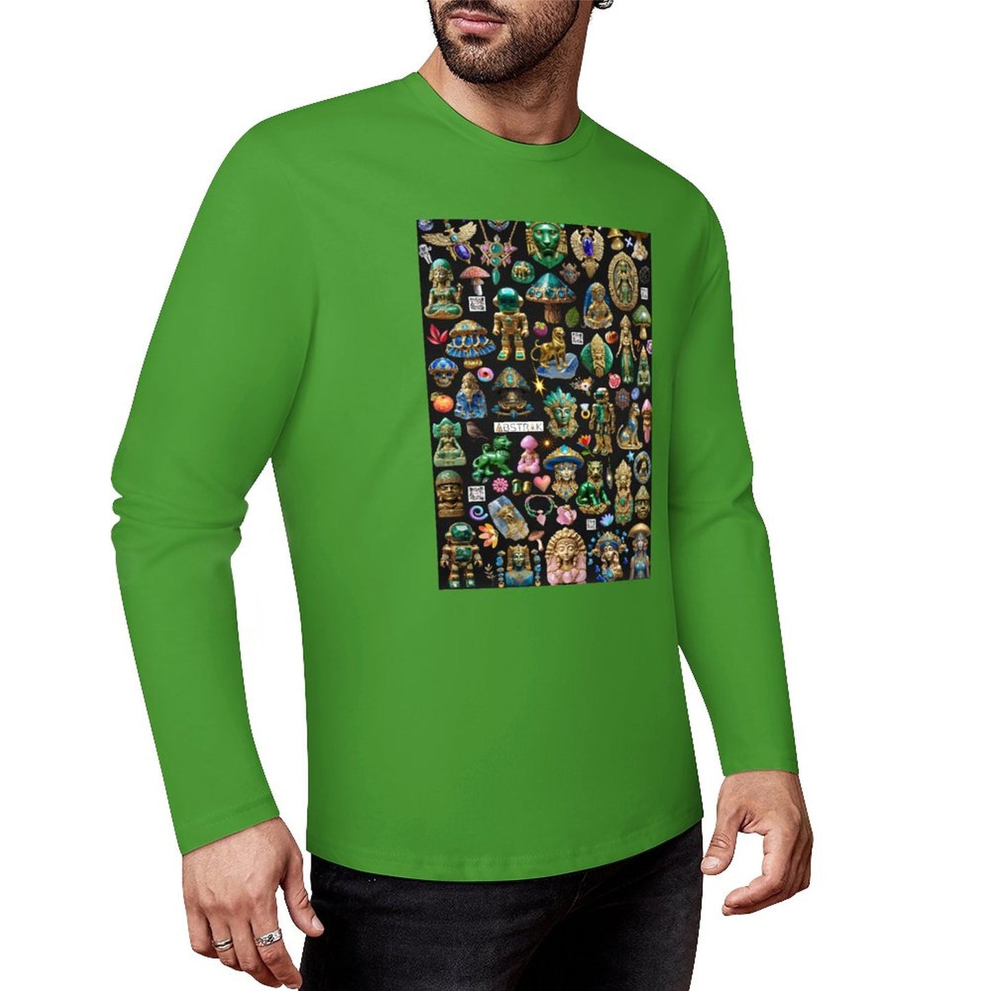 DTF160gsm Cotton Men's Long Sleeve T-shirt (Front Printing)