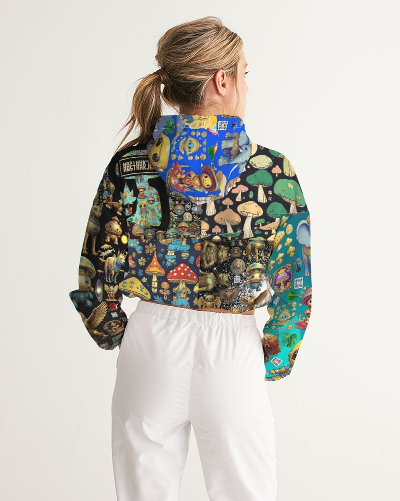 Alien Trendy Abstrak Collection Women's All-Over Print Cropped Windbreaker