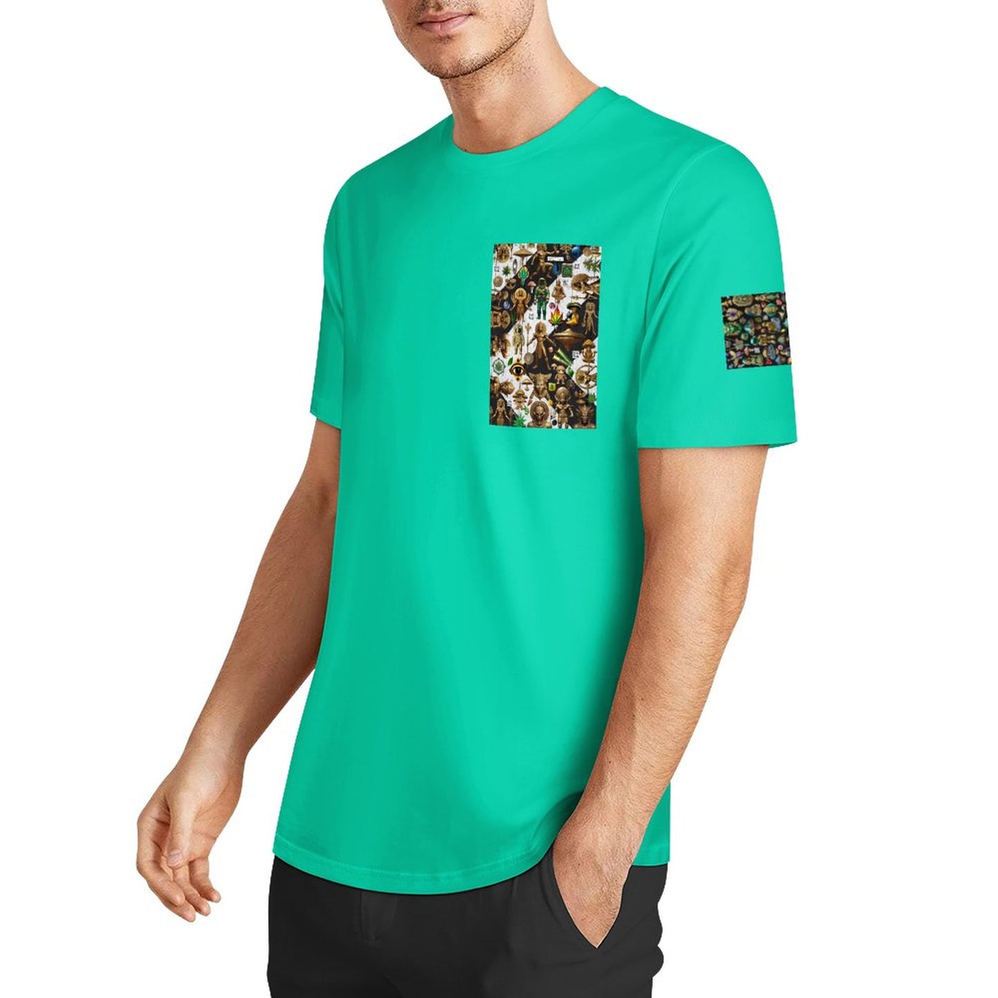 DTF 160gsm Men's Short Sleeve Cotton T-shirt (Dual-sided+Sleeve Printing)