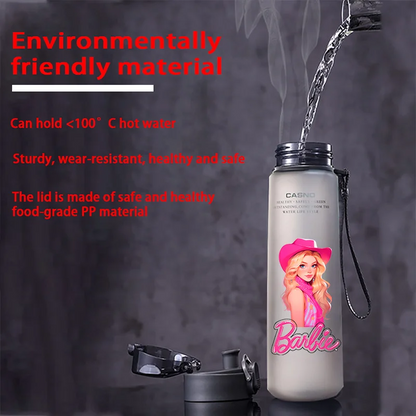 Barbie 560ML Large Capacity 4 Color Children Water Cup Portable Plastic Outdoor Sports Aldults Water Bottle Anime Customizable