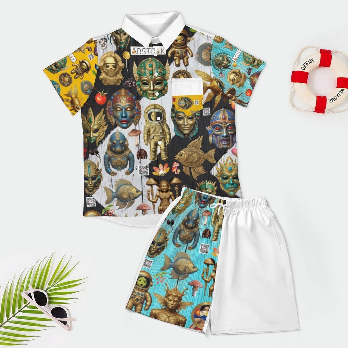 Short Sleeve Shirt and Shorts Set B339D1P (All-Over Printing)