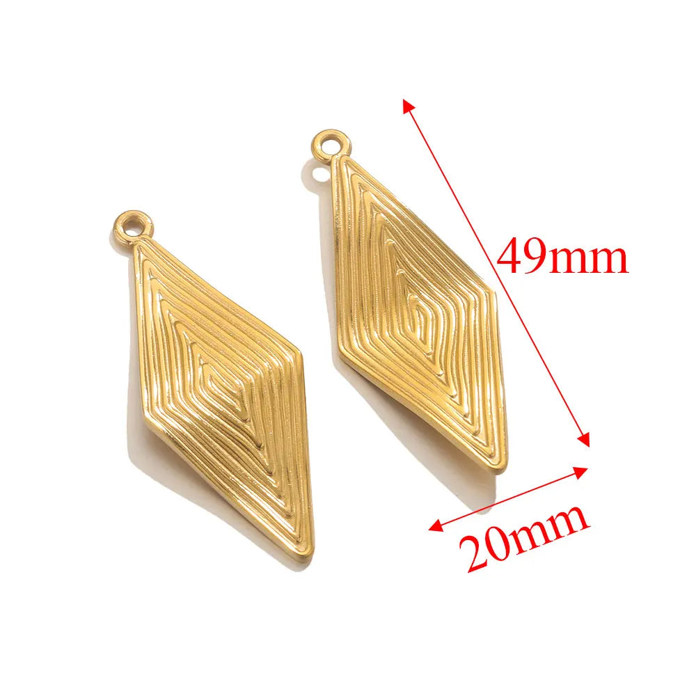 4pcs Gold-plated Stainless Steel Oval Square Rhombus Charms for Earrings Necklace Jewelry Makings Metal Dangles Findings Parts