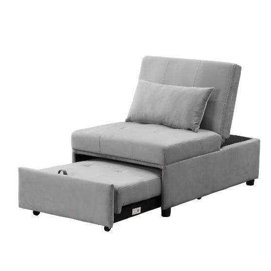 Folding Ottoman Sofa Bed Gray