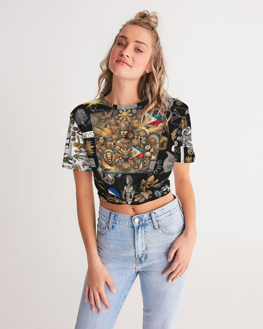 IMG_0540 Women's All-Over Print Twist-Front Cropped Tee