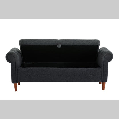 Grey Teddy Velvet Multifunctional Storage Rectangular Sofa Stool