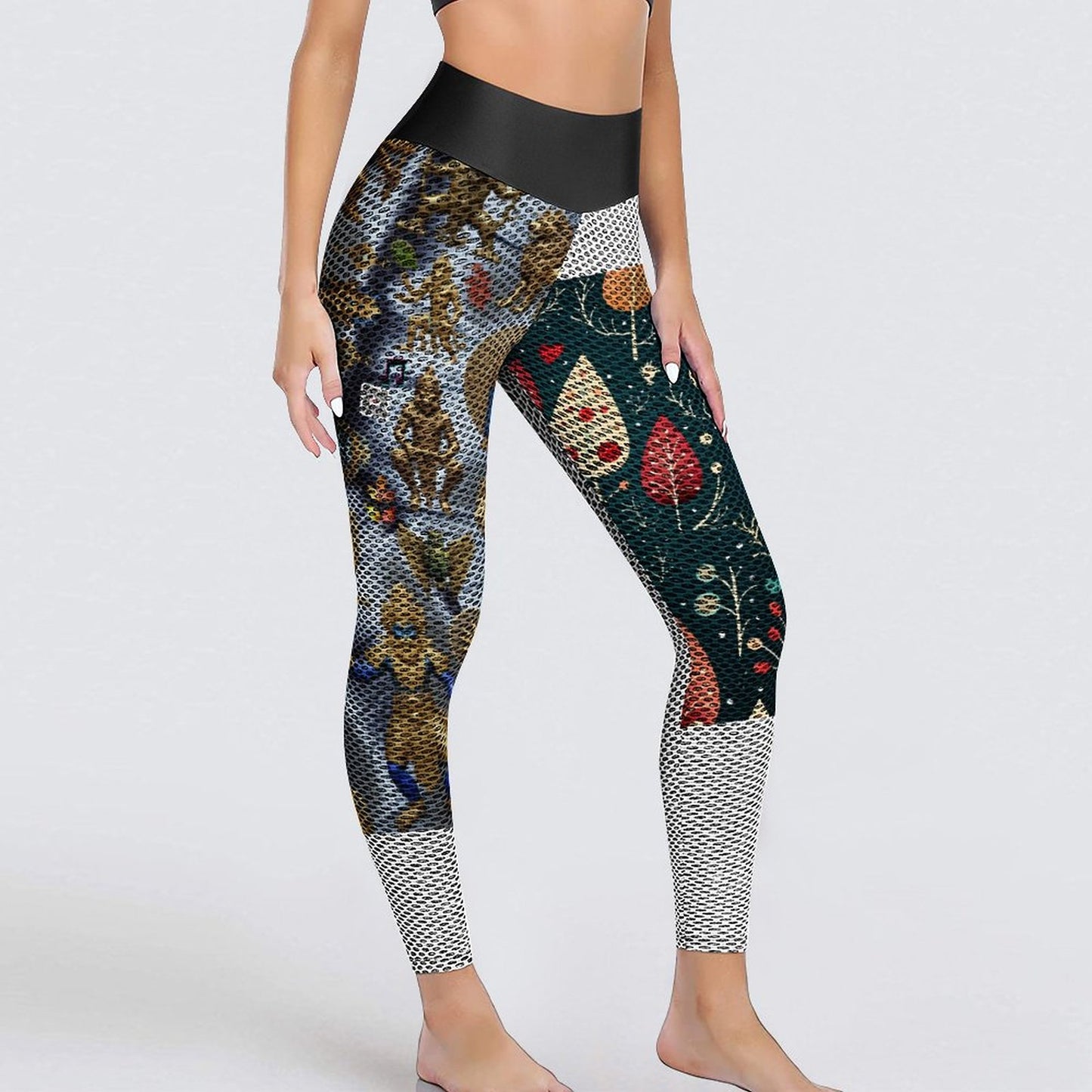 Custom Printed Honeycomb Textured Yoga Pants for Women (All-Over Printing)