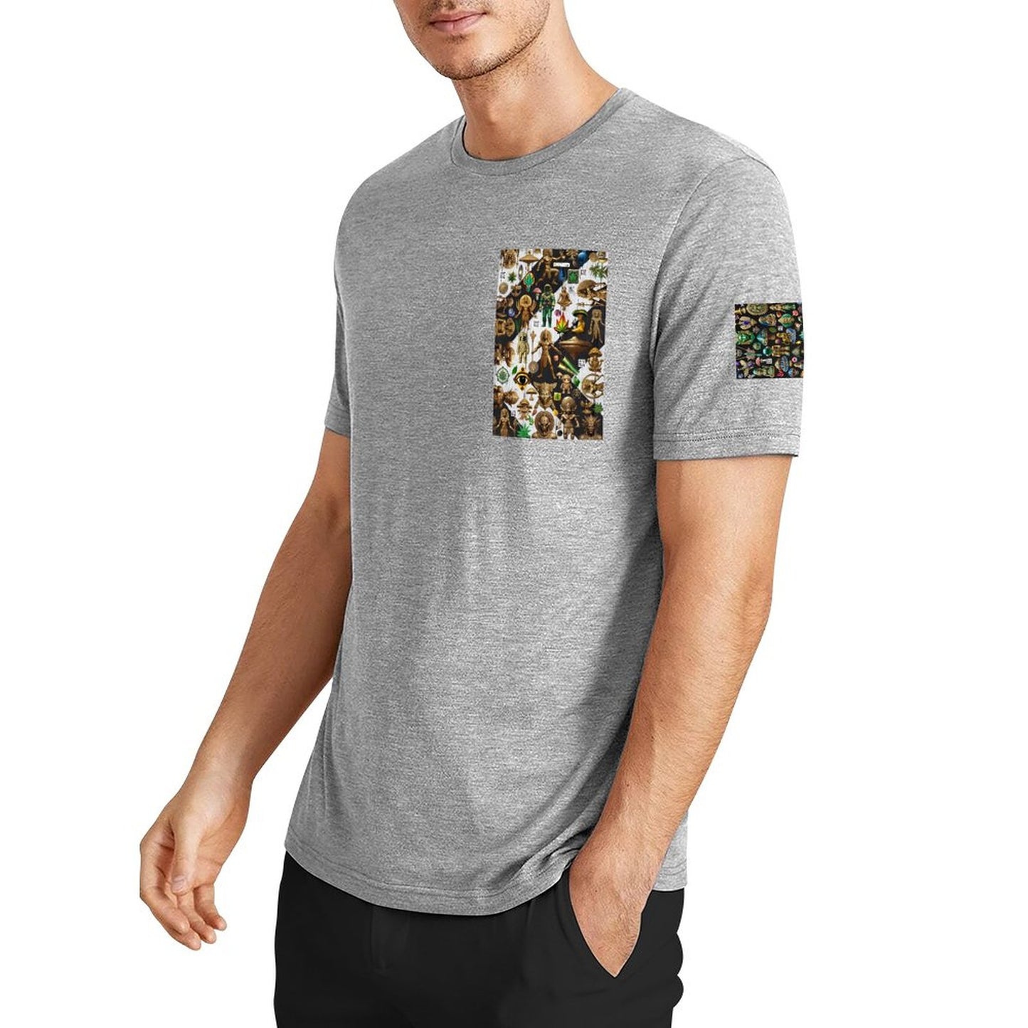 DTF 160gsm Men's Short Sleeve Cotton T-shirt (Dual-sided+Sleeve Printing)