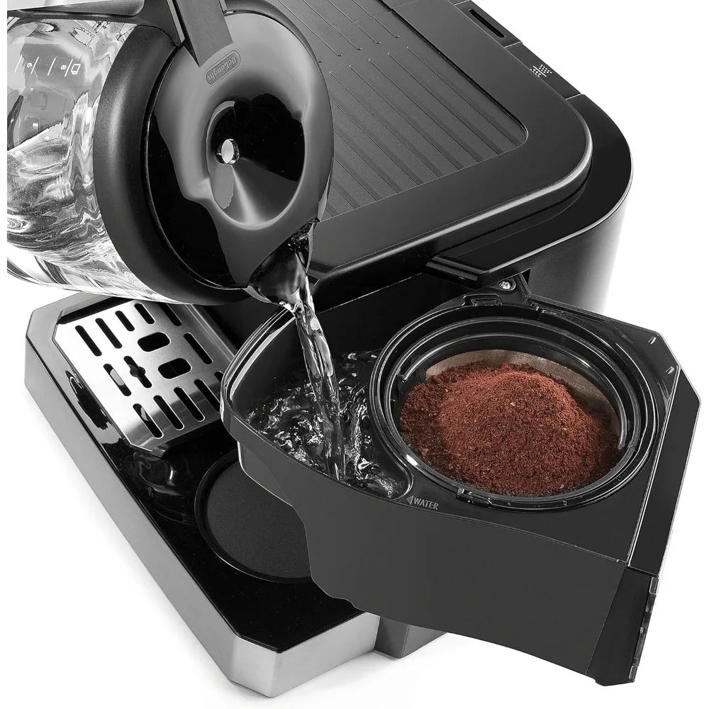 All-in-One Combination Coffee Maker & Espresso Machine + Advanced Adjustable Milk Frother for Cappuccino & Latte + Glass