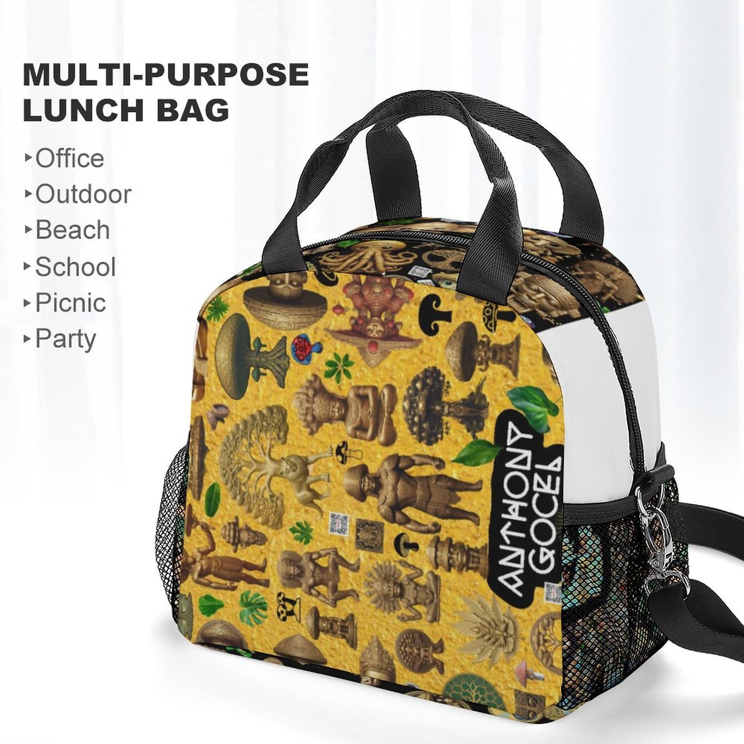 Insulated Lunch Crossbody Bag with Strap for Office School Picnic (All-Over Printing)