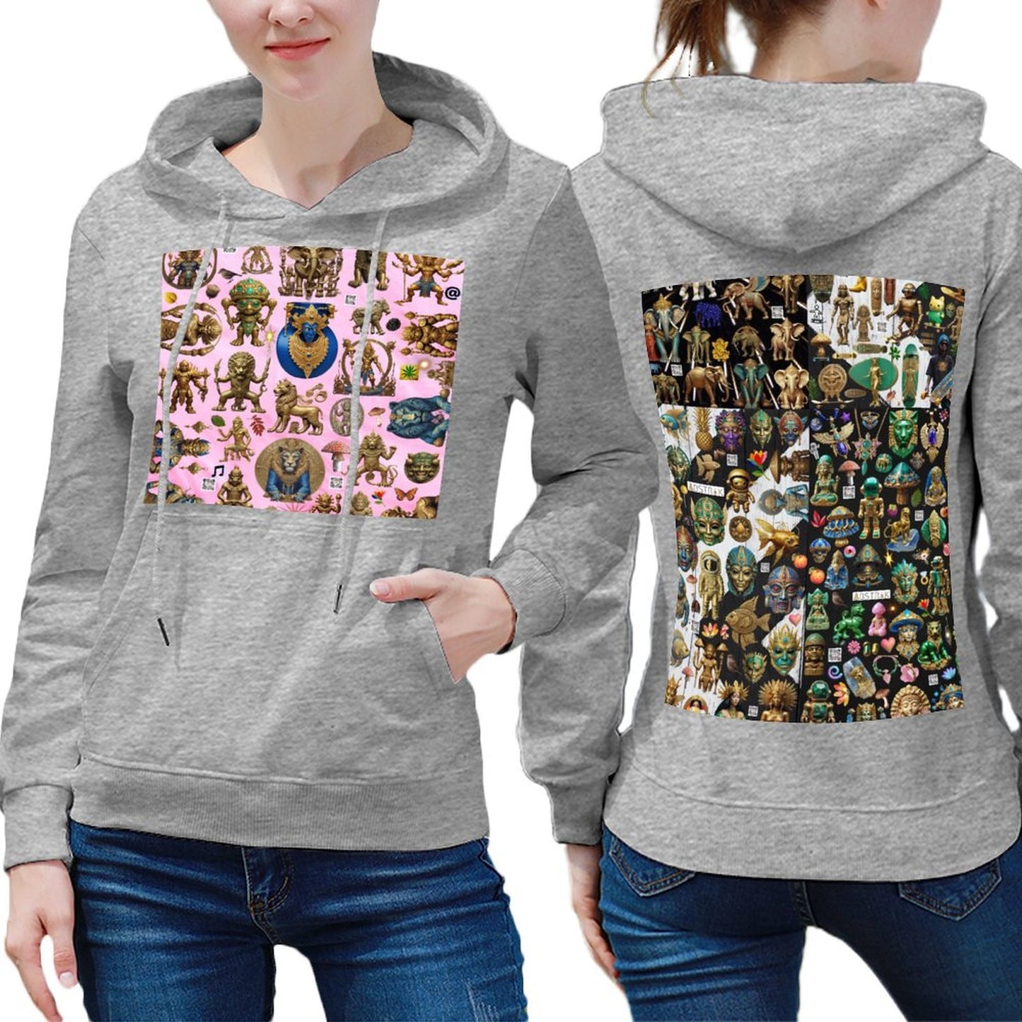 DTG 255gsm Cotton Women's Hoodie with Pocket (Dual-sided Printing)