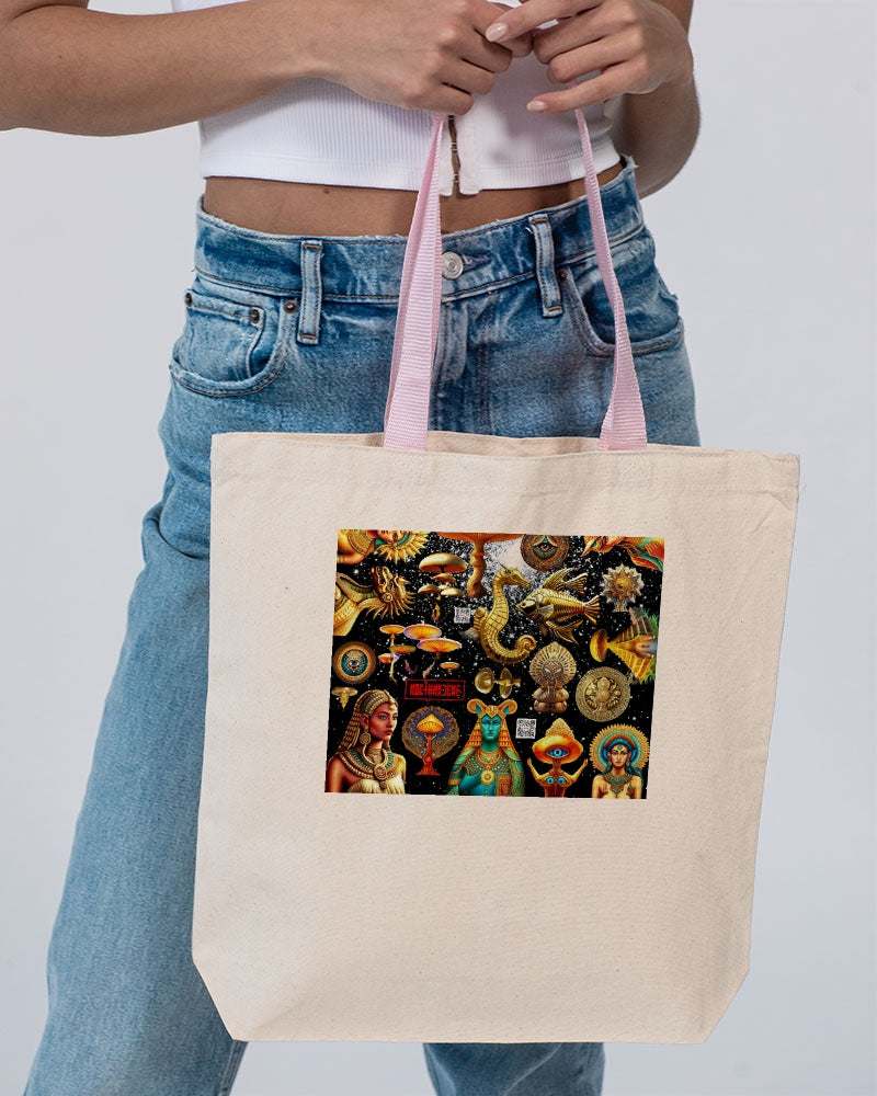 Eye and Face Abstrak Canvas Tote with Contrast-Color Handles | Q-Tees