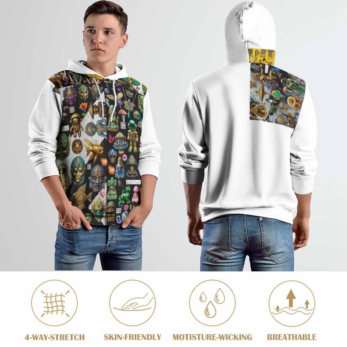 230gsm Men's Cool Hoodie with Double-layer Cap (All-Over Printing)