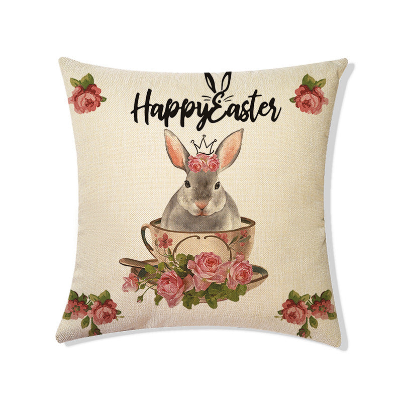 Rabbit Easter Eggs Truck Flower Basket Cushion Cover Throw Pillow Cover Nordic Room Decoration For Home Car Sofa Couch