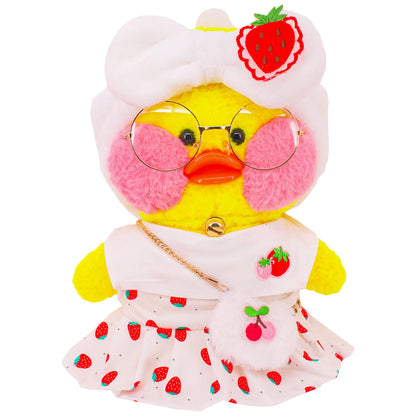 2022 30cm Duck Plush Cafe Lalafafan Clothes Duck Bag Glassess Floral Dress Clothes For 20-30cm Plush Animal Doll Toy Accessories