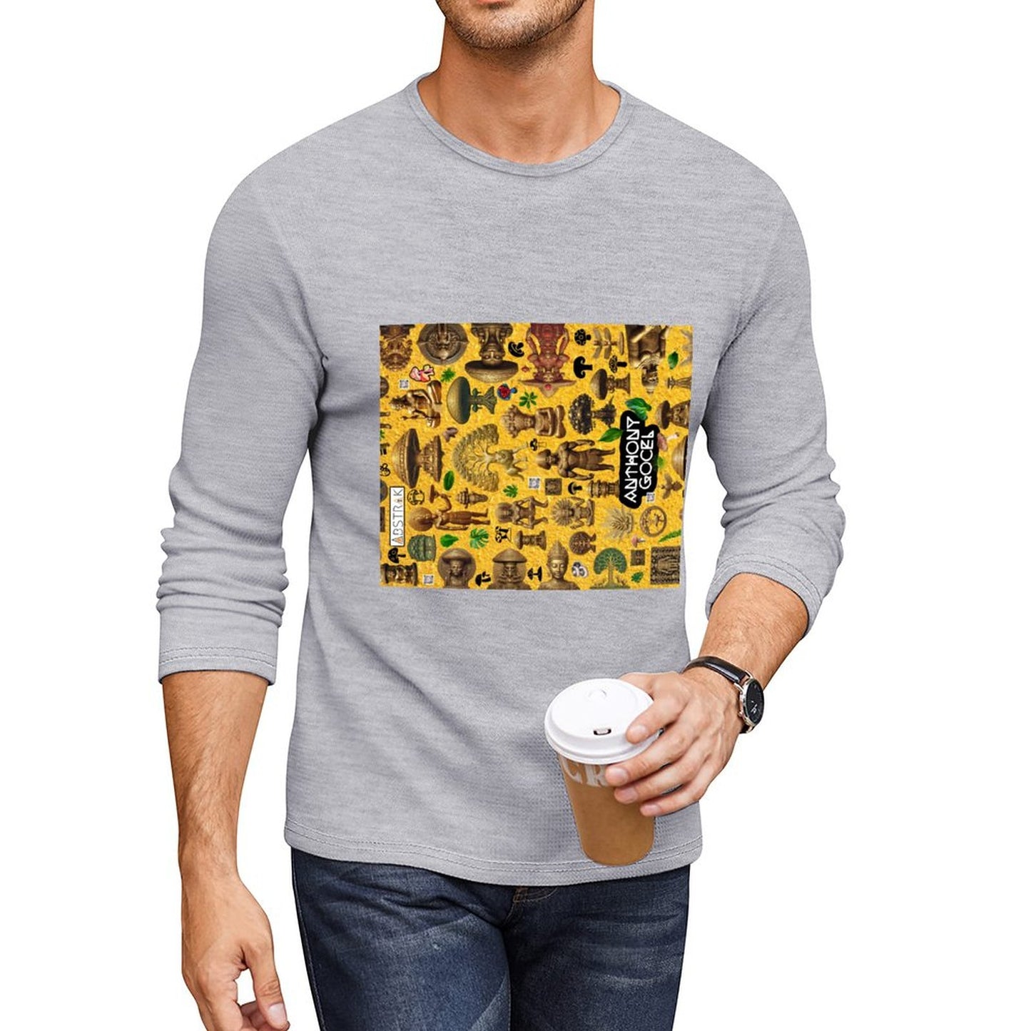 DTG 180gsm Men's Crewneck Long Sleeve T-shirt (Front Printing)