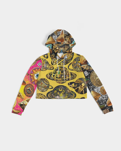 Nature Abstrak Women's All-Over Print Cropped Hoodie