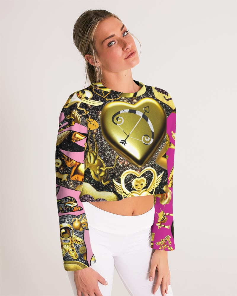 Robotic Abstrak Women's All-Over Print Cropped Sweatshirt