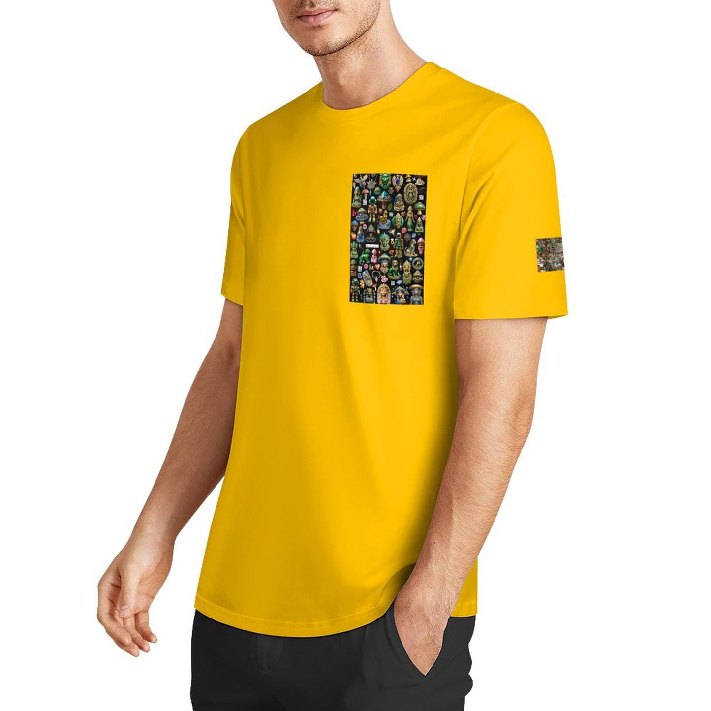 DTF 160gsm Men's Short Sleeve Cotton T-shirt (Dual-sided+Sleeve Printing)