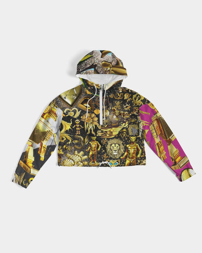 Robotic Abstrak Women's All-Over Print Cropped Windbreaker