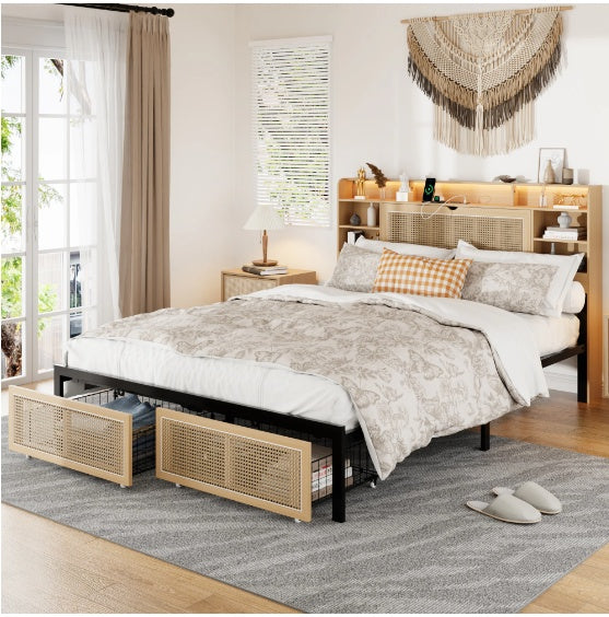 Queen-size Bed Frame With Storage