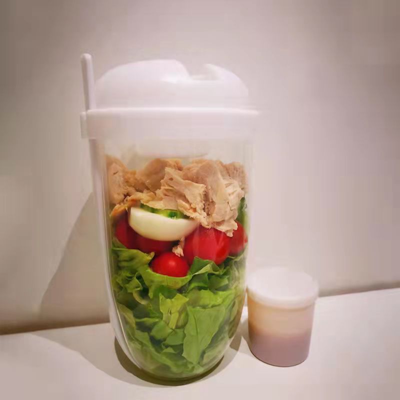 Breakfast Oatmeal Cereal Nut Yogurt Salad Cup Container Set With Fork Sauce Cup Lid Bento Food Taper Bowl Lunch Box