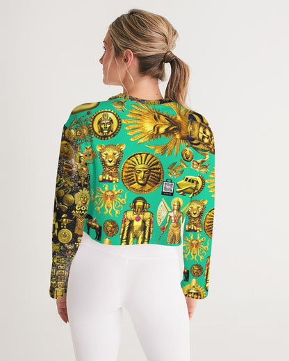 Hybrid Ancient Egypt Abstrak Women's All-Over Print Cropped Sweatshirt