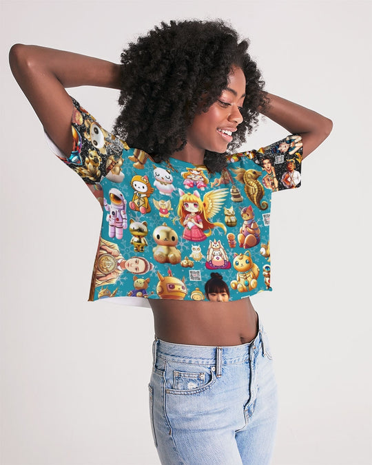 Womens Abstrak Women's All-Over Print Lounge Cropped Tee