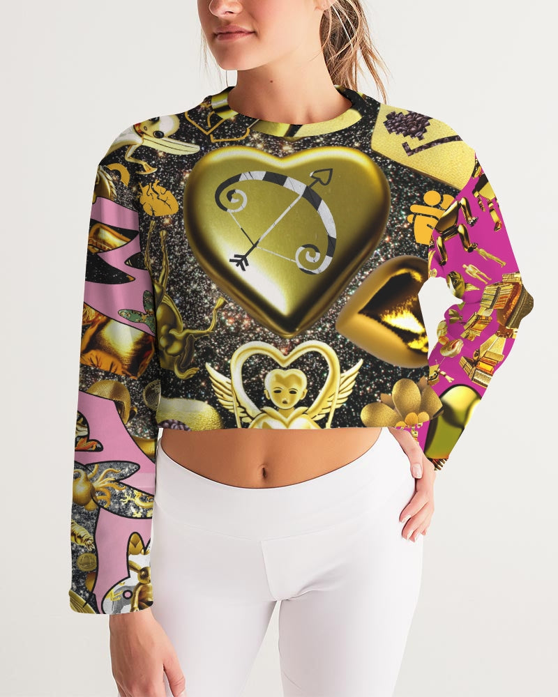 Robotic Abstrak Women's All-Over Print Cropped Sweatshirt