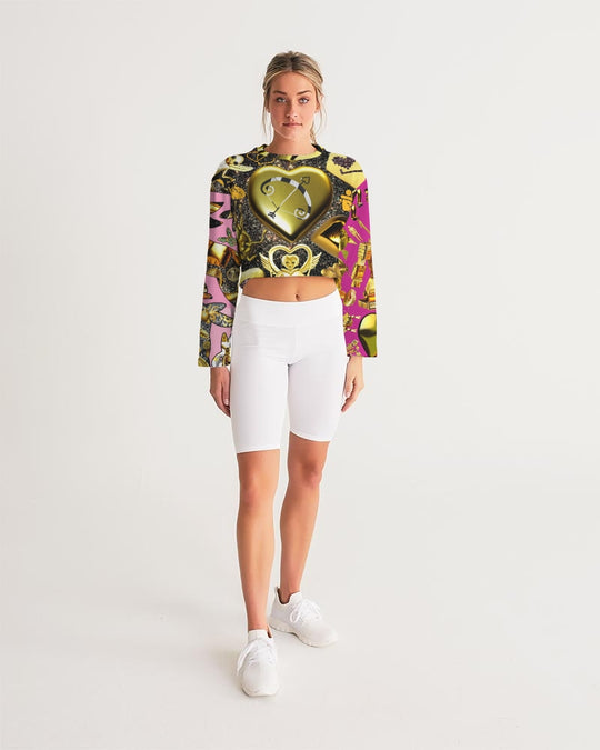 Robotic Abstrak Women's All-Over Print Cropped Sweatshirt