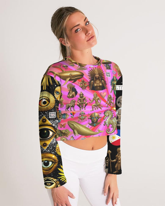 IMG_0540 Women's All-Over Print Cropped Sweatshirt