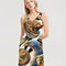 Trendy Abstrak Pattern Women's All-Over PrintRib Knit V Neck Mini Dress