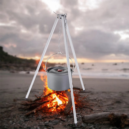 White Camping Tripod Lantern Tripod Hanger with Storage Bag For Outdoor Activities Outdoor Camping Stainless Steel Triangle Hang