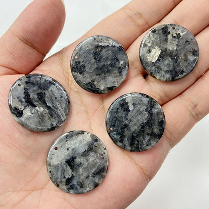 5PCS 30MM Natural Round Slice Stone Pendant Lapis lazuli Tiger Eye Charms for Jewelry Making Diy Necklace Earring Accessories