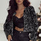 Black Sequined Open Front Cropped Jacket