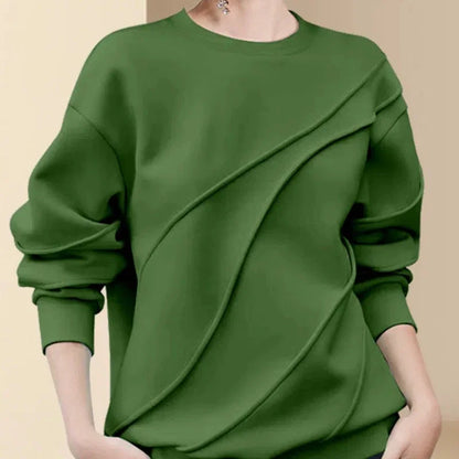 Green Hoodies Women Fashion O Neck Long Sleeve Tops Autumn New Casual Elegant Women's Oversized Sweatshirt Basic Clothes