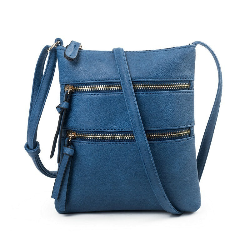 Leisure multifunctional pocket with double zipper vertical women's bag single shoulder bag crossbody bag