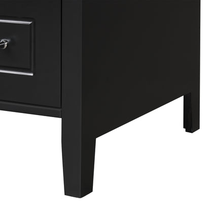 30" Bathroom Vanity with Sink, Bathroom Vanity Cabinet with Two Drawers and Door, Adjustable Shelf, Solid Wood and MDF, Black