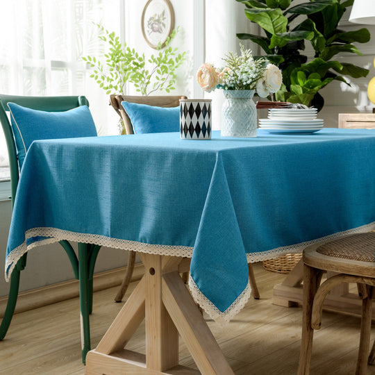 Solid Color Lace Tablecloth Cotton Linen Table Cover