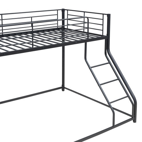 Metal Floor Bunk Bed, Twin XL Over Queen, Black