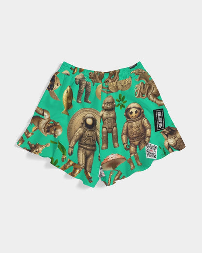 Ancient Abstrak Collection Women's All-Over Print Ruffle Shorts