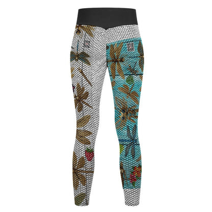 Custom Printed Honeycomb Textured Yoga Pants for Women (All-Over Printing)