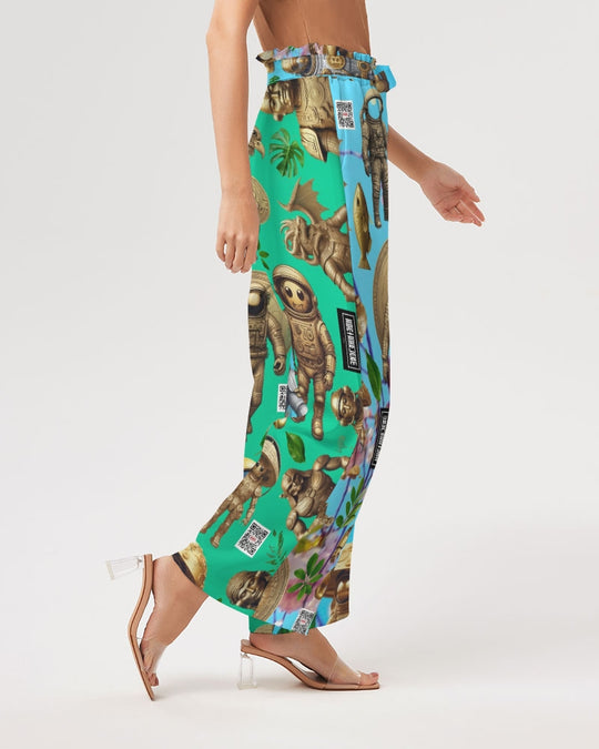 Ancient Abstrak Collection Women's All-Over Print High-Rise Wide Leg Pants