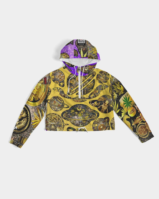 Ancient Abtsrak Women's All-Over Print Cropped Windbreaker